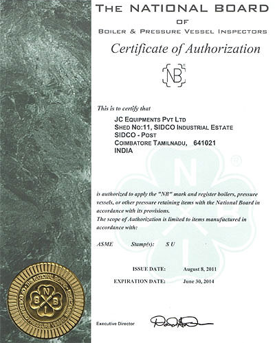 NB Certified Boiler & Pressure Vessel Manufacturers India